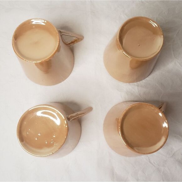 Orange lustreware miniature porcelain cups & saucers - Picture 5 of 11